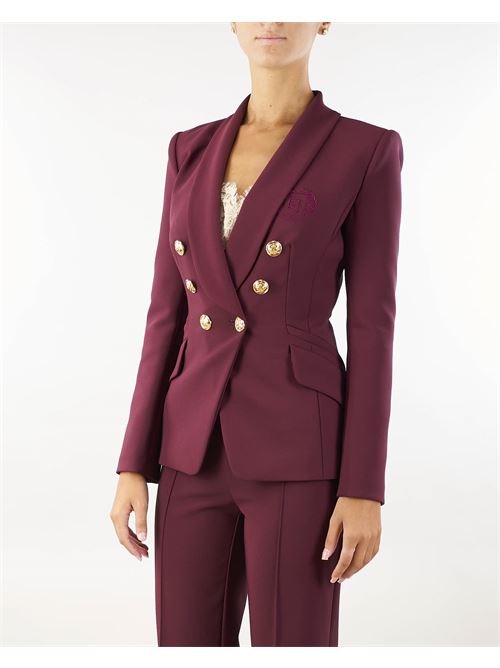 Double stretch crepe suit with shawl jacket and palazzo pants Elisabetta Franchi ELISABETTA FRANCHI | Tailleur | TP00246E2CG3